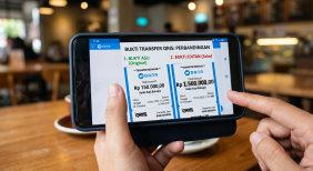 Perbandingan bukti transfer QRIS asli vs palsu untuk edukasi UMKM